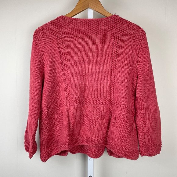 Handknit Handmade Sweater Mauve Pink‎ Heart Button Detail Womens Large? - Picture 5 of 5